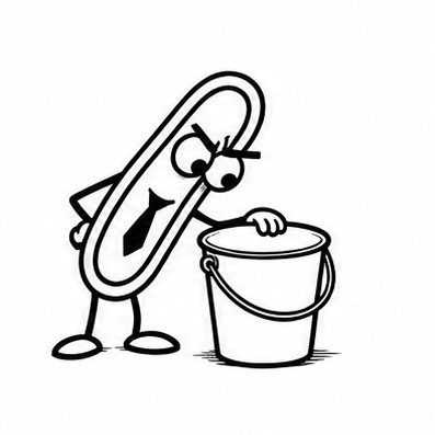 Clip peering into an empty bucket