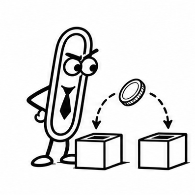 Clip watching a coin loop between two boxes