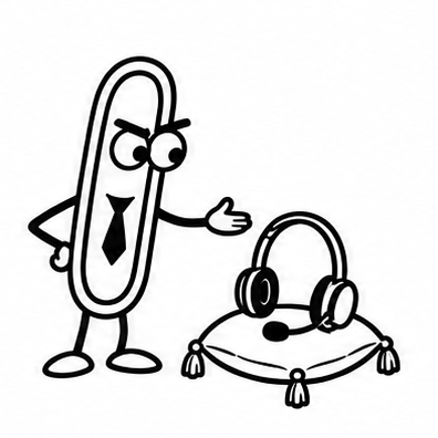 Clip welcoming a telephone headset on a cushion